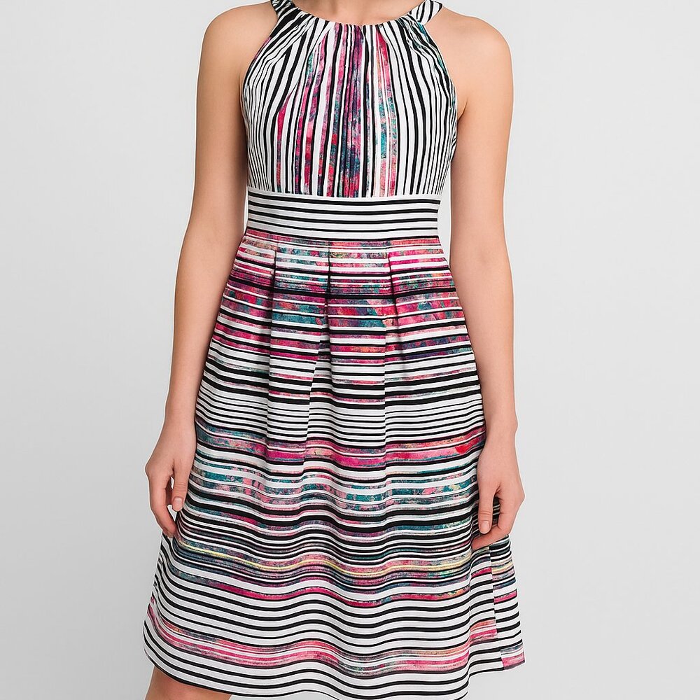 Nine West Classic A-Line Sleeveless Dress with Pockets Sz 12 Office Professional